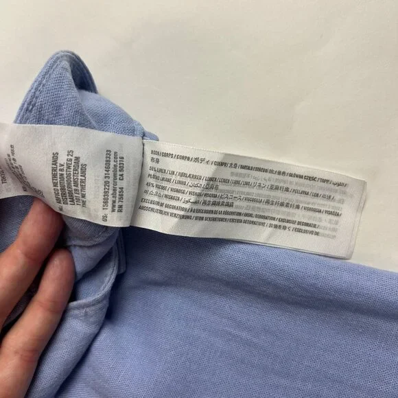 Abercrombie Sky Blue Linen Blend High Rise Wide Leg Summer Trouser Pant S - Picture 5 of 8